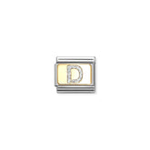 Nomination COMPOSABLE CLASSIC GLITZER-BUCHSTABEN Element aus Edelstahl, mit Emaille und 18kt Gelbgold verziert (04_D)